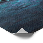 猫と犬の冬の夕日 ポスター (角)