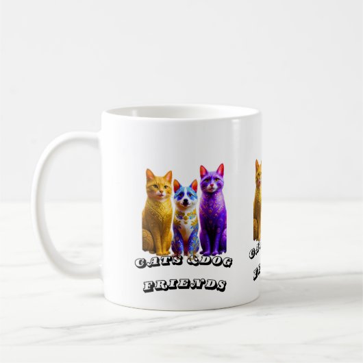 猫と犬の友人 コーヒーマグカップ (左)