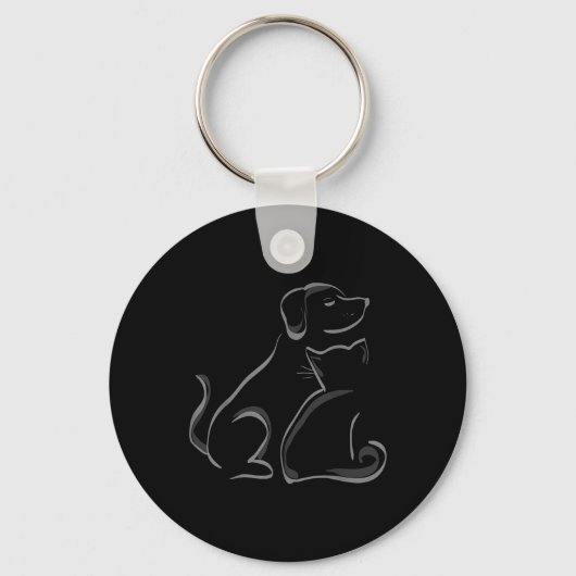 猫と犬の友達 キーホルダー (正面)