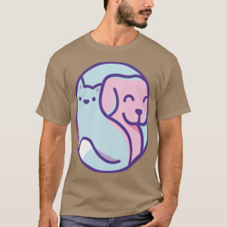 猫と犬の友達 Tシャツ