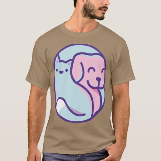 猫と犬の友達 Tシャツ (正面)