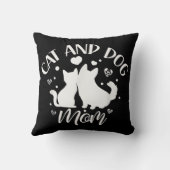 猫と犬の母の女の子愛犬の猫の母のママ クッション (裏面)