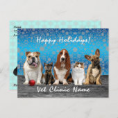  猫と犬の獣医クリスマス ポストカード (正面/裏面)