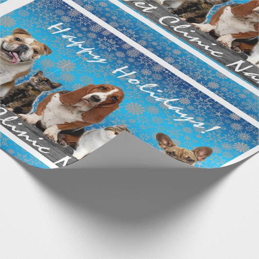 猫と犬の獣医クリスマス ラッピングペーパー (角)