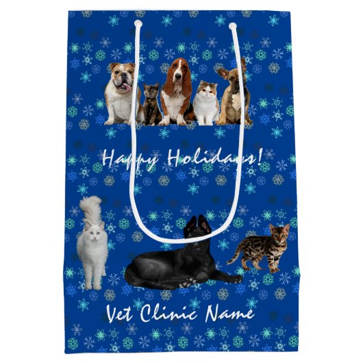 猫と犬の獣医（青） ミディアムペーパーバッグ (裏面)