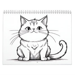 猫と犬の線画 カレンダー