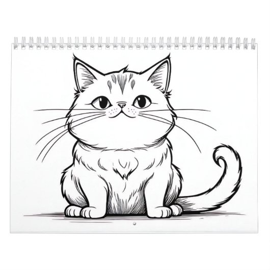 猫と犬の線画 カレンダー (カバー)