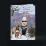 猫と犬の西おもしろい誕生日for Son or Male カード<br><div class="desc">90ポンドのイエロー・ラブラドール・レトリーバーと猫の西キャラクター。君はカスタマイズ文字だ。グランドキャニオンの背景はpublicdomainpicturesから。中には保守的な両親や親戚の象徴であるアメリカのゴシック研究所がある。このバージョンでは、おじさんゴシック研究所には仕様がない。</div>