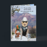 猫と犬の西おもしろい誕生日for Son or Male カード<br><div class="desc">90ポンドのイエロー・ラブラドール・レトリーバーと猫の西キャラクター。君はカスタマイズ文字だ。グランドキャニオンの背景はpublicdomainpicturesから。中には保守的な両親や親戚の象徴であるアメリカのゴシック研究所がある。このバージョンでは、おじさんゴシック研究所には仕様がない。</div>