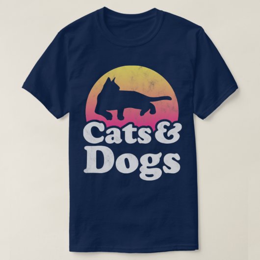 猫と犬の贈り物男性へ女キッズ Tシャツ (デザイン正面)