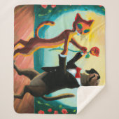 猫と犬の踊りタンゴinダンスクラブAI Art シェルパブランケット (正面)