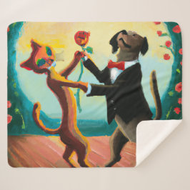 猫と犬の踊りタンゴinダンスクラブAI Art シェルパブランケット