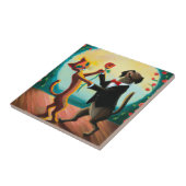 猫と犬の踊りタンゴinダンスクラブAI Art タイル (側面)