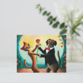 猫と犬の踊りタンゴinダンスクラブAI Art ポストカード (スタンド正面)