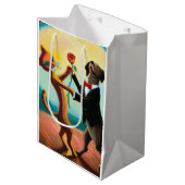 猫と犬の踊りタンゴinダンスクラブAI Art ミディアムペーパーバッグ (正面アングル)