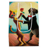 猫と犬の踊りタンゴinダンスクラブAI Art ミディアムペーパーバッグ (裏面)