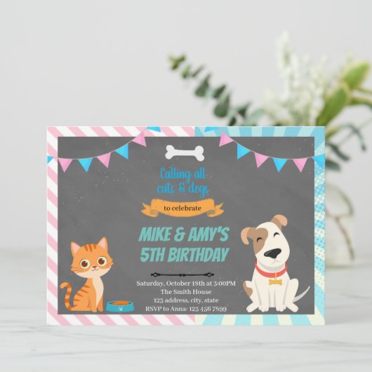 猫と犬の関節パーティの招待状 招待状 (スタンド正面)