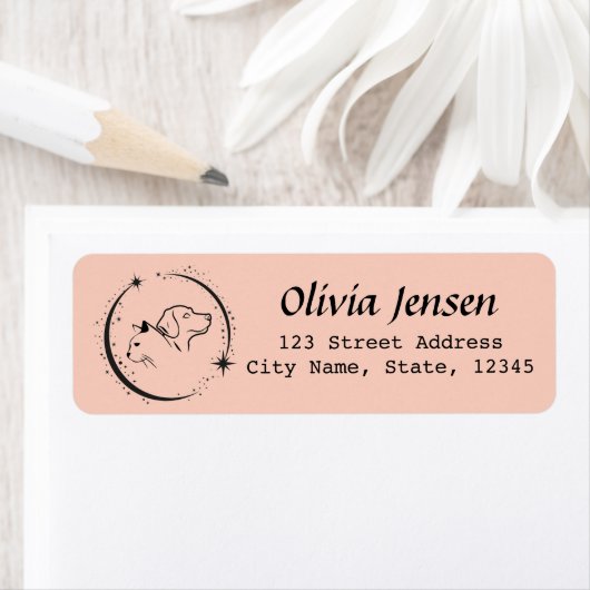 猫と犬の顔と火花デザイン ラベル (インサイチュ)