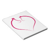 猫と犬の顔のシルエット赤いハート ノートパッド (アングル)