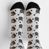 猫と犬の顔パーソナライズされた、グレーのハート ソックス (上部)