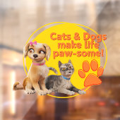 猫と犬は生き生きとしている! ウィンドウサイン (シート2)