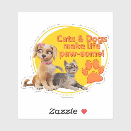 猫と犬は生き生きとしている！ シール (シート)