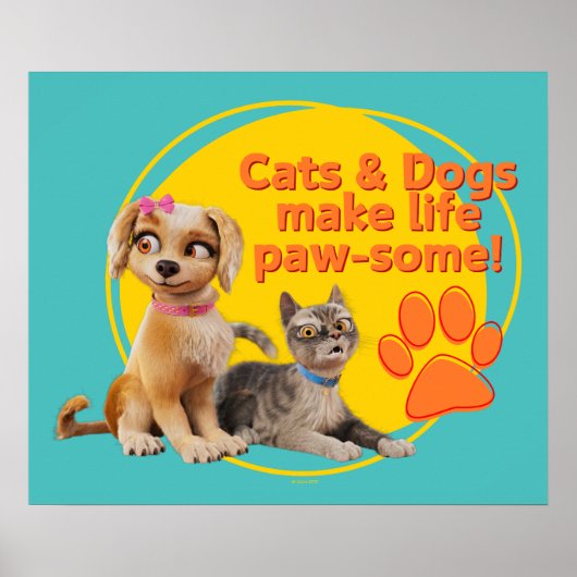 猫と犬は生き生きとしている! ポスター (正面)