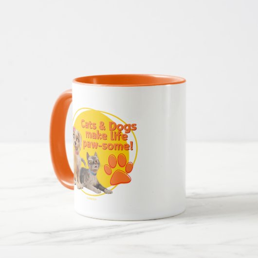猫と犬は生き生きとしている! マグカップ (正面左)