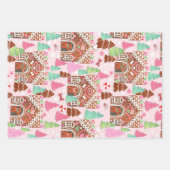 猫と犬ジンジャーブレッドの家の抱き枕包装 ラッピングペーパーシート (正面2)