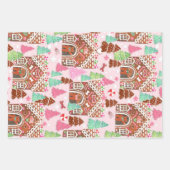 猫と犬ジンジャーブレッドの家の抱き枕包装 ラッピングペーパーシート (正面)