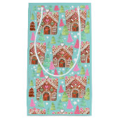 猫と犬ジンジャーブレッドハウス抱き枕 スモールペーパーバッグ (正面)