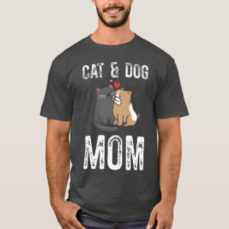 猫と犬ママ猫ママ犬ママ犬ママ犬ママプレゼント Tシャツ
