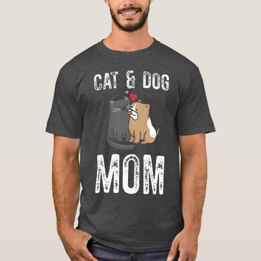 猫と犬ママ猫ママ犬ママ犬ママ犬ママプレゼント Tシャツ (正面)