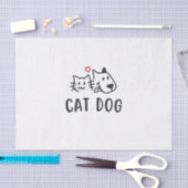 猫と犬 - かわいいミニマリストの猫と犬のデザイン 薄葉紙 (クラフト)