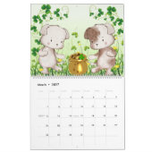 「猫と犬」かわいい水彩イラストレーション カレンダー (3月 2027)