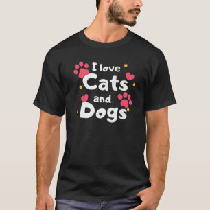 猫と犬、ペットが好き Tシャツ
