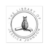 猫と猫が登場|かわいいモダン図書館 セルフインキングスタンプ (デザイン)