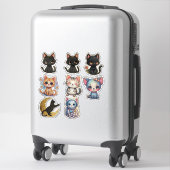 猫と猫のカスタムカットビニールステッカー シール (スーツケース)