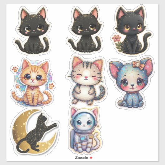 猫と猫のカスタムカットビニールステッカー シール (シート)