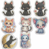 猫と猫のカスタムカットビニールステッカー シール (正面)