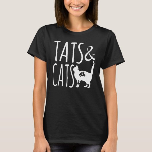 猫と猫のクールなデザイン Tシャツ (正面)