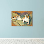 猫と猫の枕|過去記事 キャンバスプリント (インサイチュ (ウッドフロア))