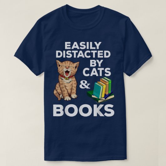 猫と猫のLov用の本おもしろいが気になる Tシャツ (デザイン正面)