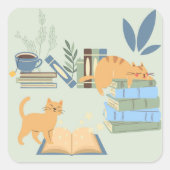 猫と猫 スクエアシール (正面)