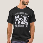 猫と生化学が好き、生化学愛好家 Tシャツ (正面)