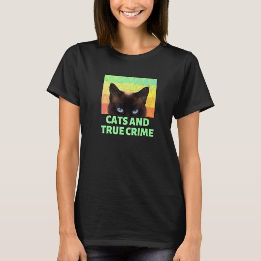 猫と真の犯罪おもしろい Tシャツ (正面)