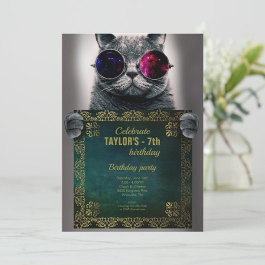 猫と眼鏡のパーティの招待状 招待状 (スタンド正面)