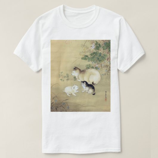 猫と秋の草作者不詳 Tシャツ (デザイン正面)