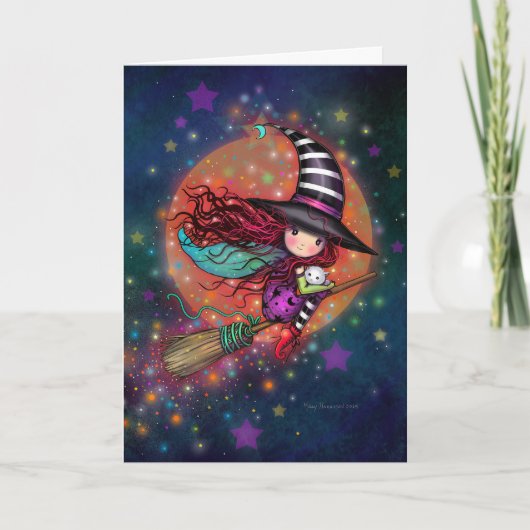 猫と箒に咲く小さな魔女 カード (正面)