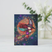 猫と箒に咲く小さな魔女 ポストカード (スタンド正面)